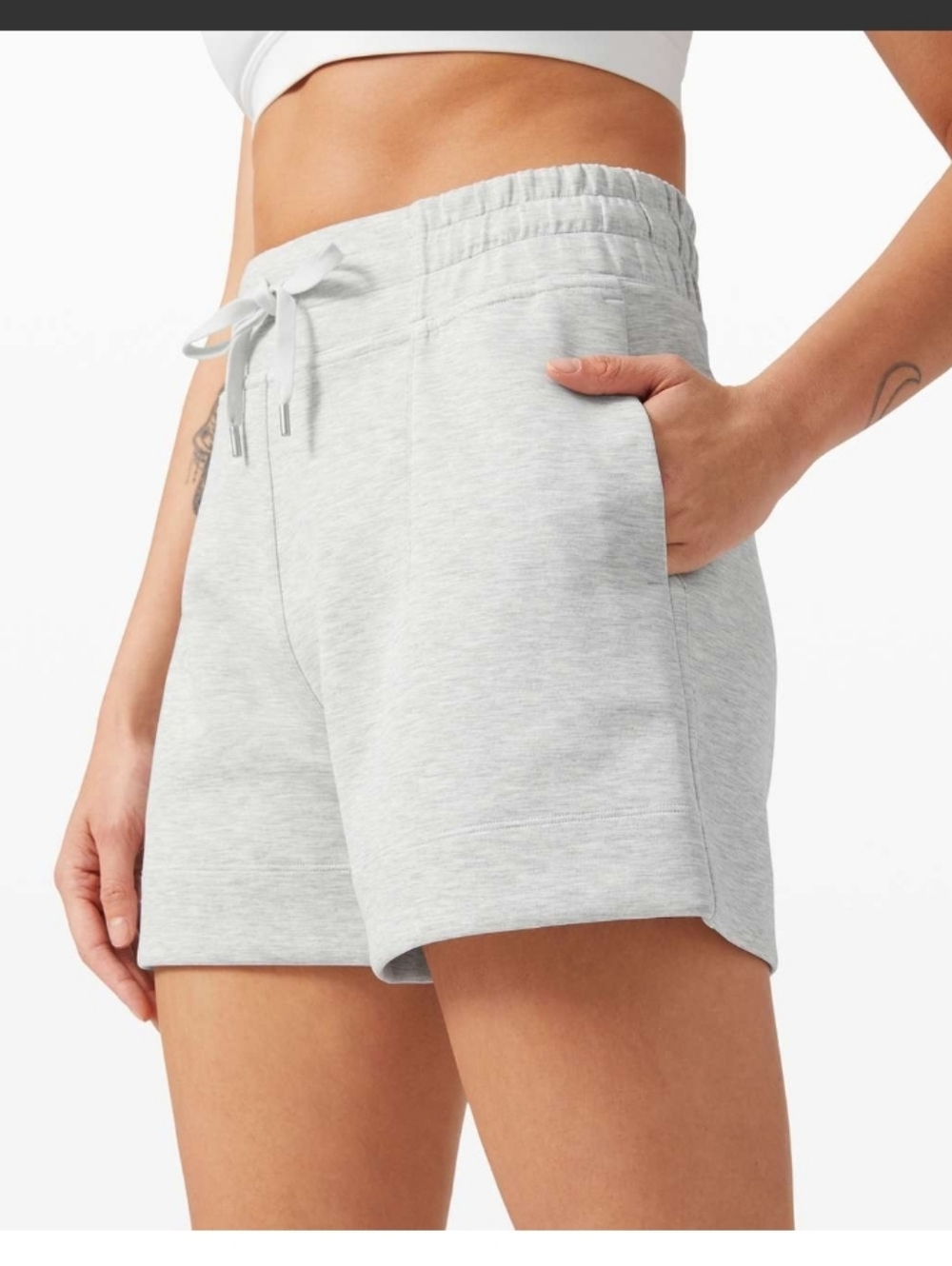 Lululemon Soft Ambitions High Rise Short 4" Heathered Core Ultra Light Grey